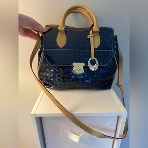 Navy Patent Leather Arcadia Bag